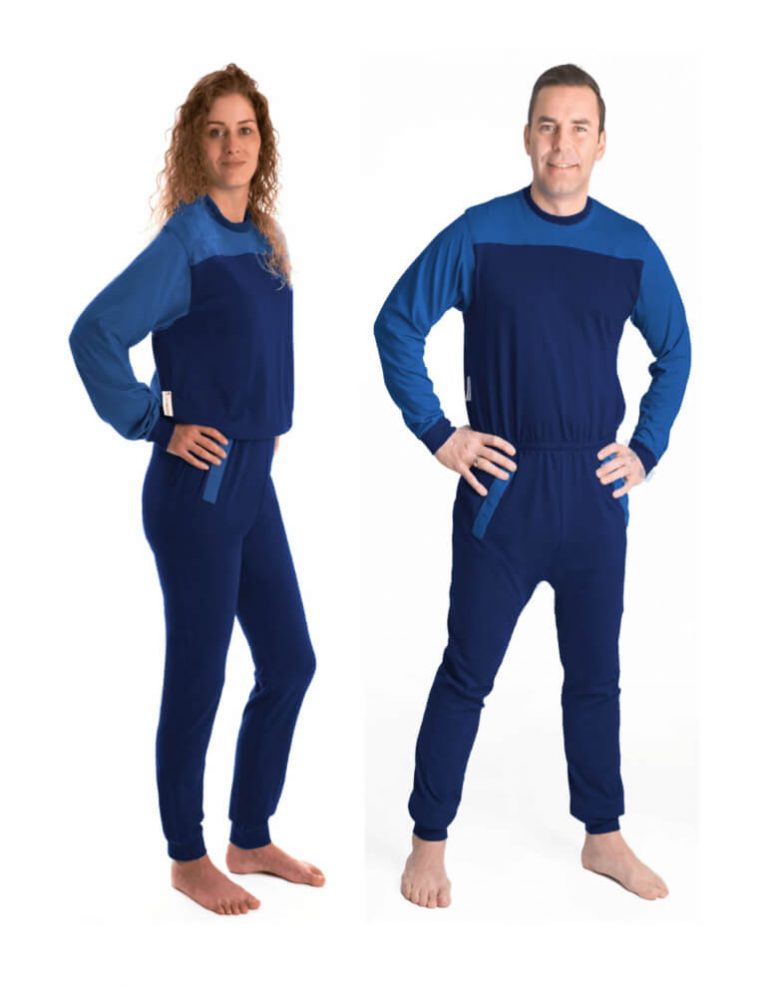 Plukpak met lange mouw-pijp blauw (rugrits) XL